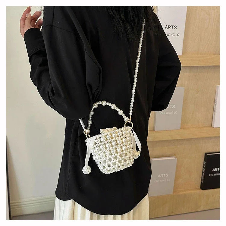 Chic Beaded Top Handle Crossbody bag
