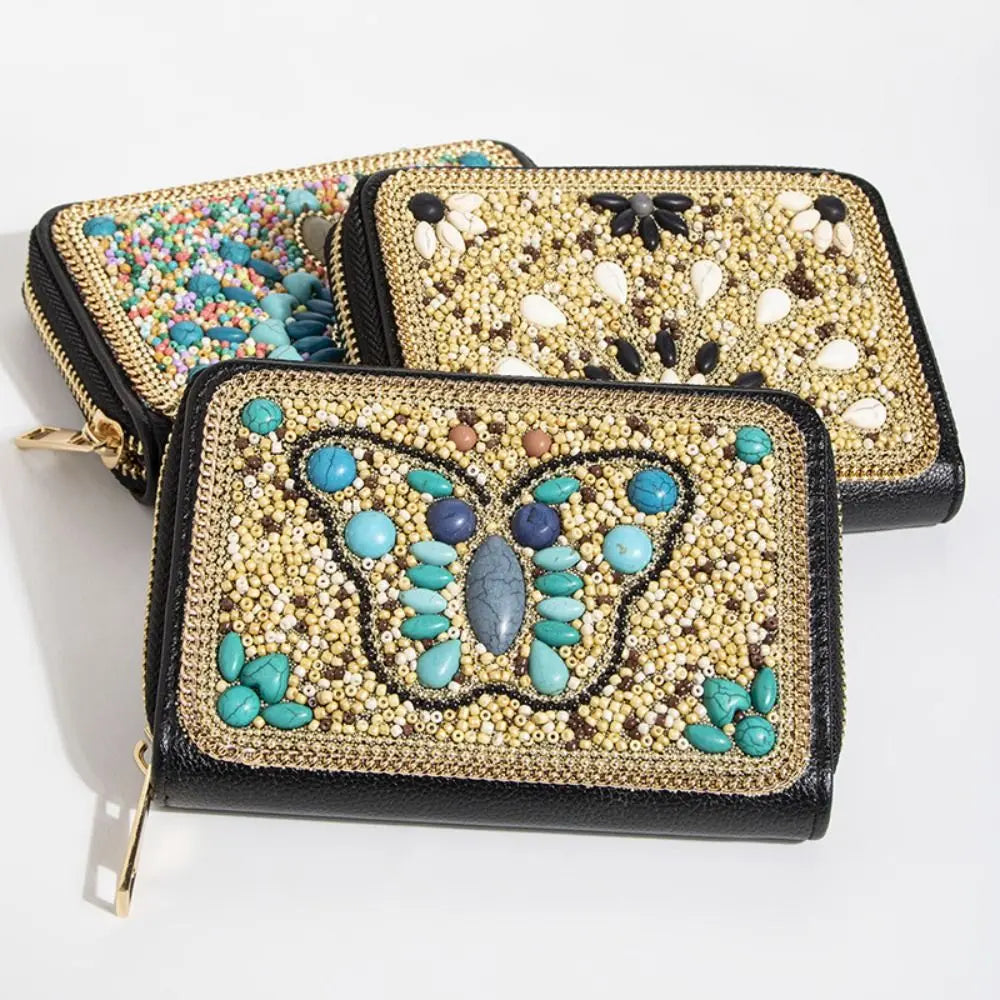 Trendy Bohemian Style Chic Beaded Butterfly Purse