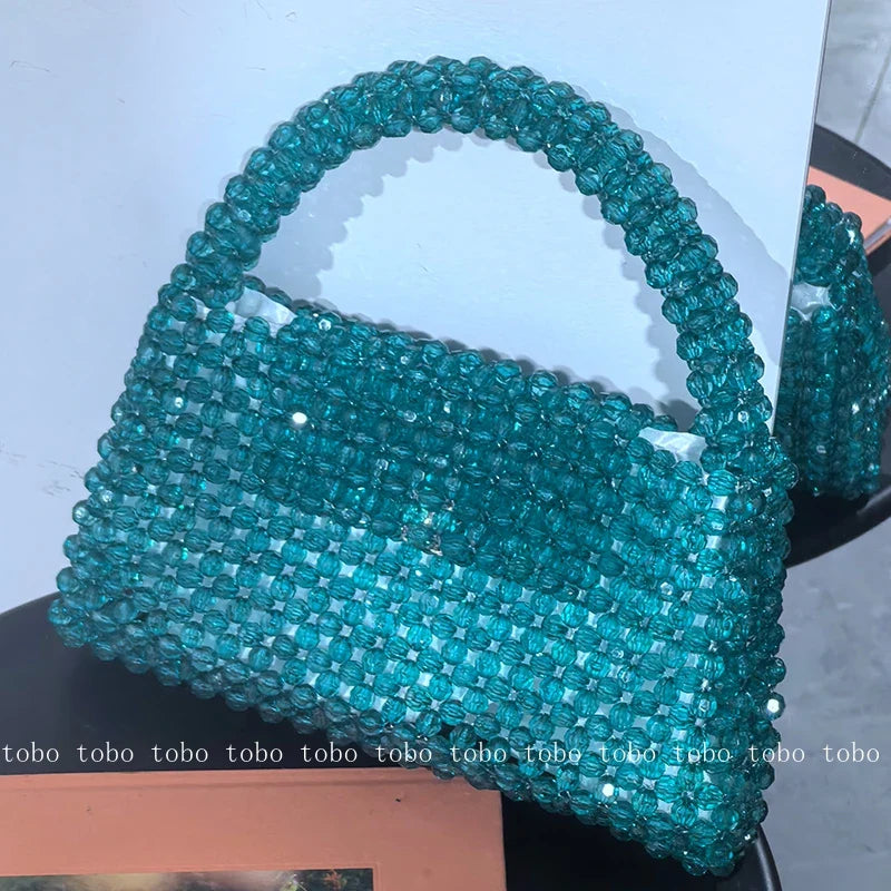 Luxury Fashionable Handcrafted Green Beaded Purse