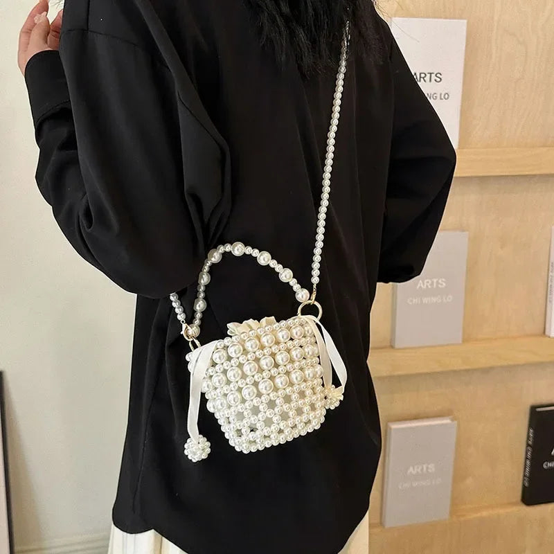Chic Beaded Top Handle Crossbody bag
