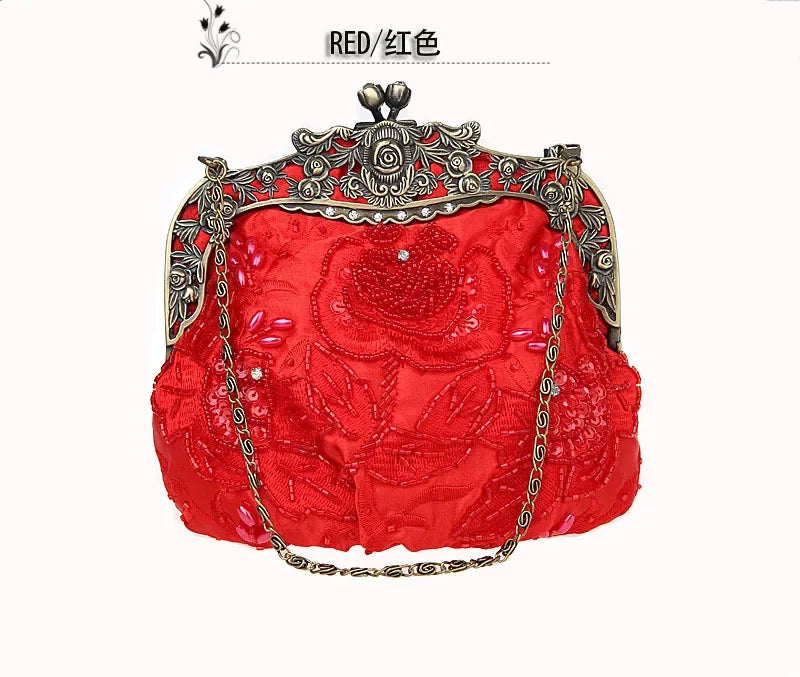Vintage Beaded Embroidered Evening Handbag