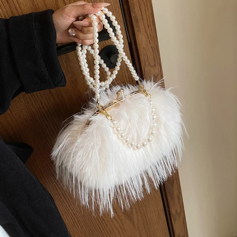 Elegant Plush Beaded bag Side Clutch