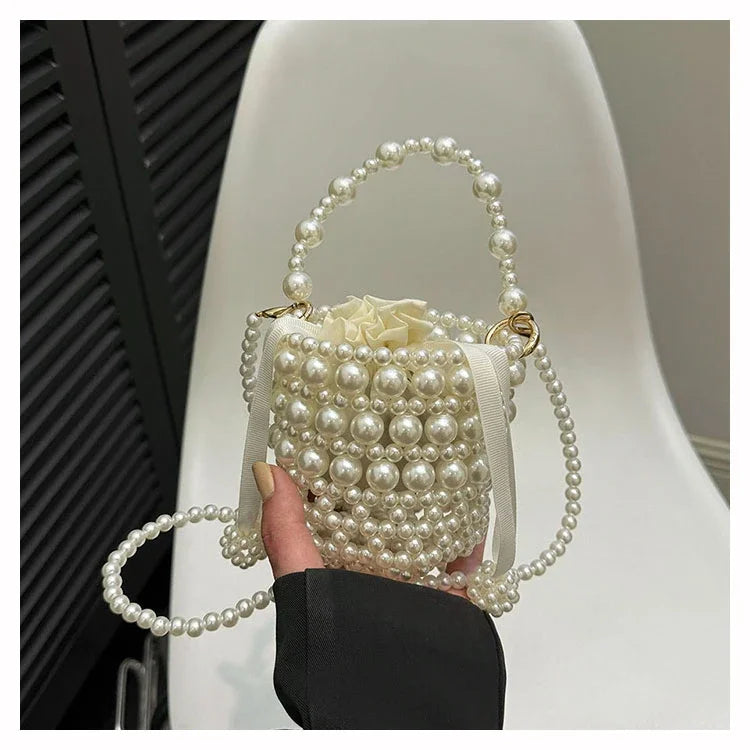 Chic Beaded Top Handle Crossbody bag