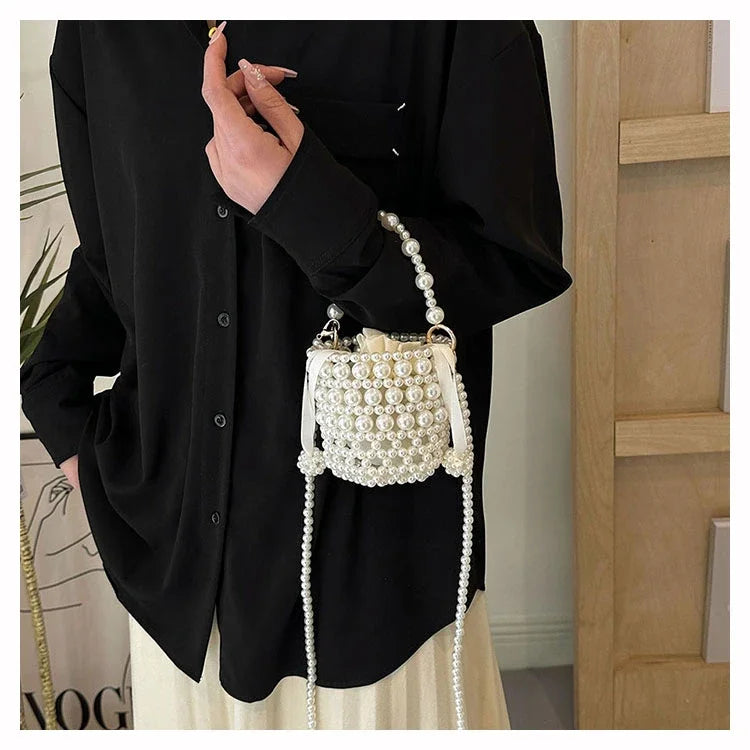Chic Beaded Top Handle Crossbody bag