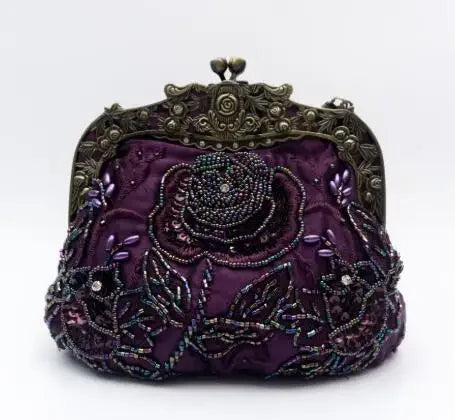 Vintage Beaded Embroidered Evening Handbag