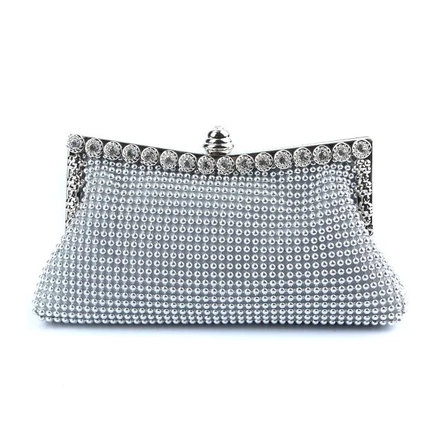 Gold And Silver Glitter Beaded Clutch Perfect For Wedding