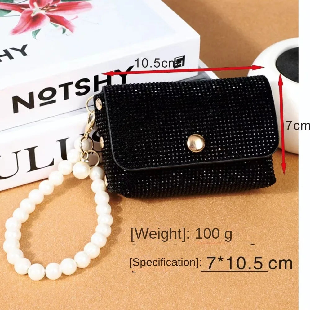 Elegant Pearl Chic Diamond Chain Makeup Beaded Purse