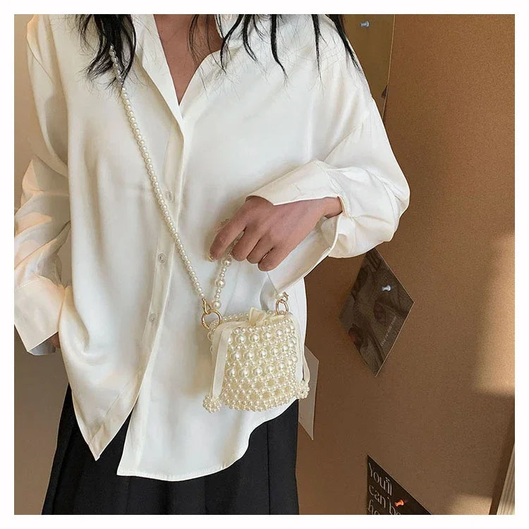 Chic Beaded Top Handle Crossbody bag