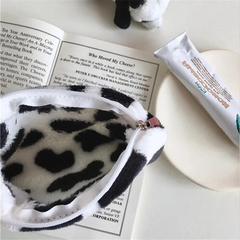 Trendy Cow Pattern Plush Mini Coin Purse