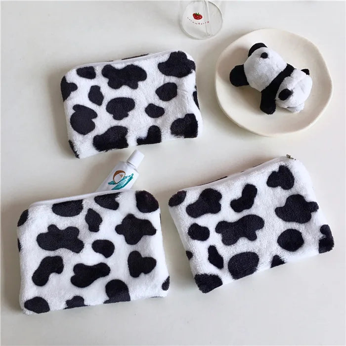 Trendy Cow Pattern Plush Mini Coin Purse