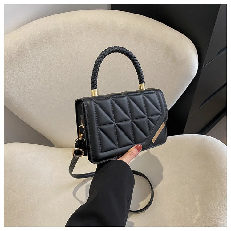 Womens Beaded Handbag in Plaid Leather