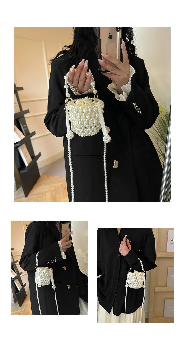 Chic Beaded Top Handle Crossbody bag