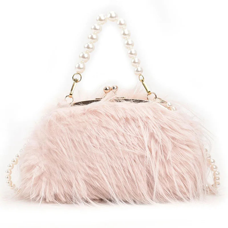 Elegant Plush Beaded bag Side Clutch