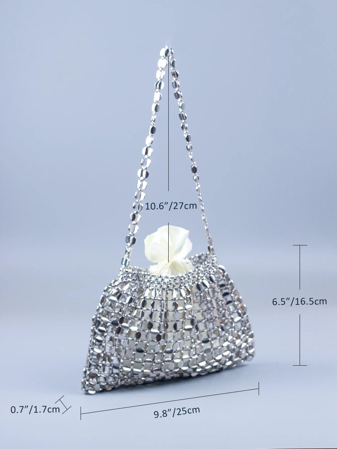 Elegant Handmade Silver And Gold Beaded Dumpling Handbag