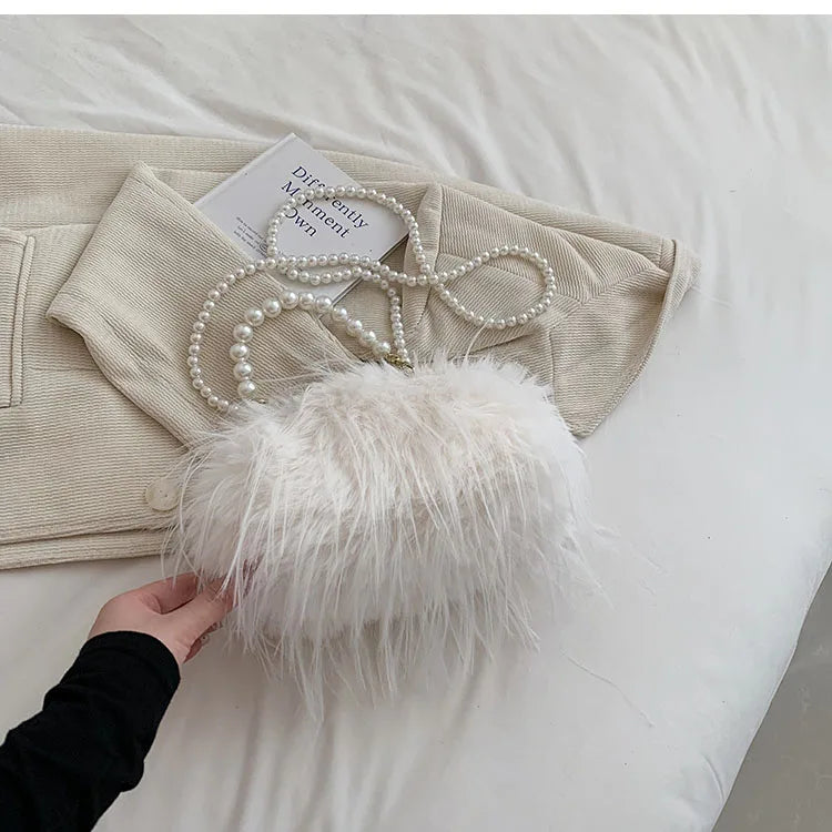 Elegant Plush Beaded bag Side Clutch
