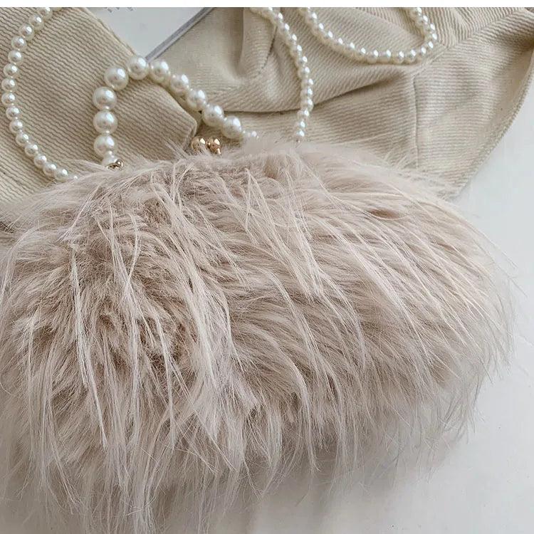 Elegant Plush Beaded bag Side Clutch