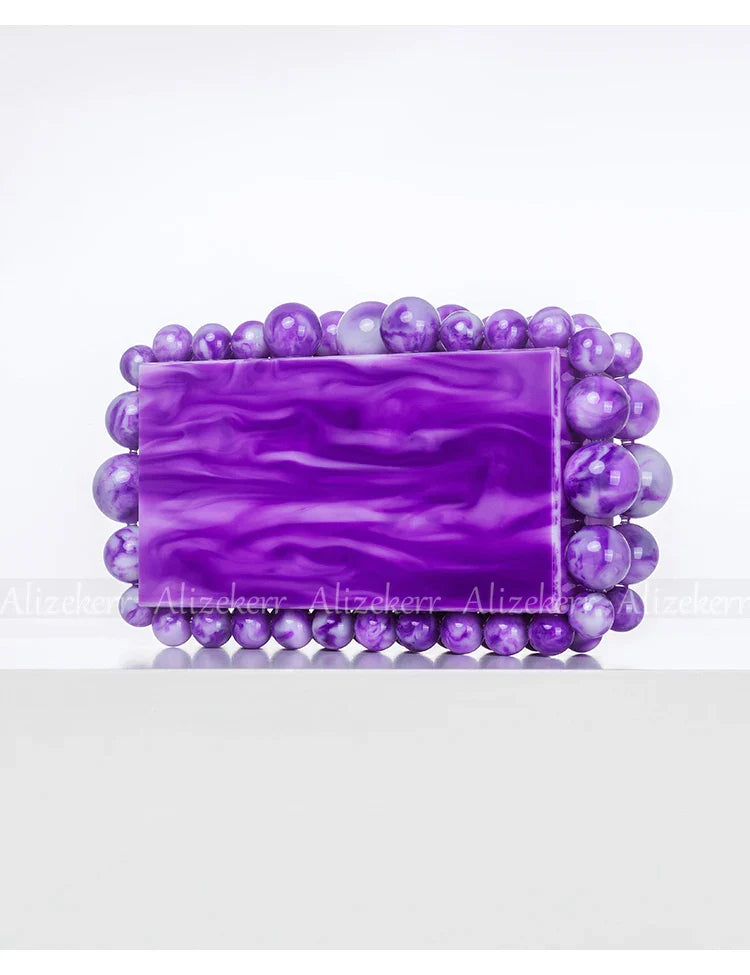 Clear Acrylic Wedding Clutch with Gold Beads