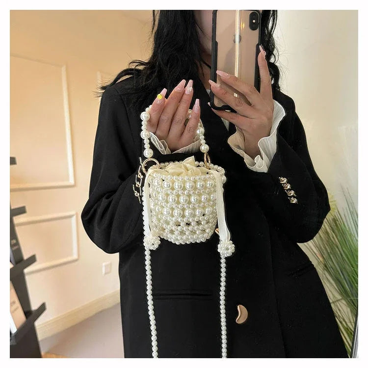 Chic Beaded Top Handle Crossbody bag