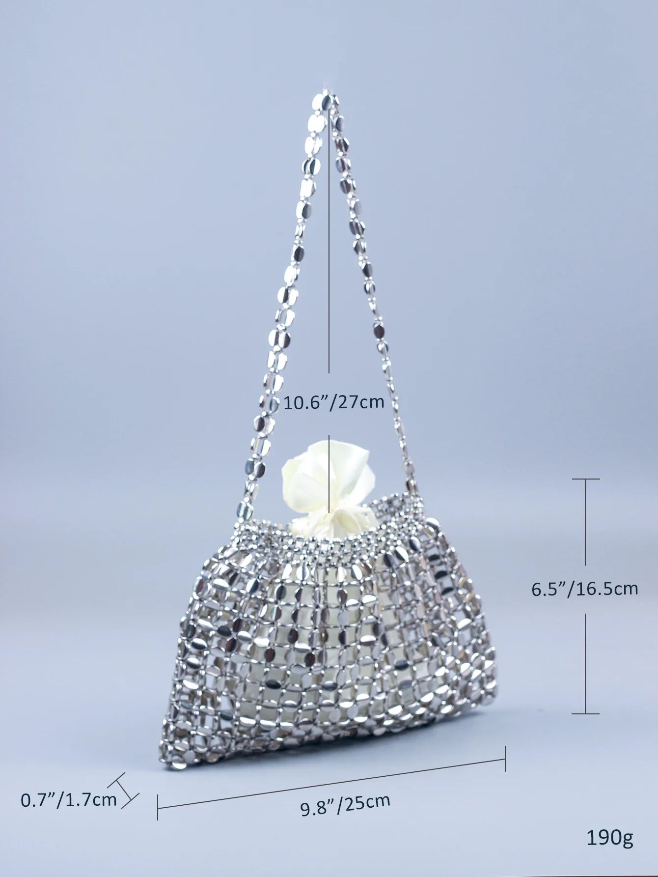 Elegant Handmade Silver And Gold Beaded Dumpling Handbag