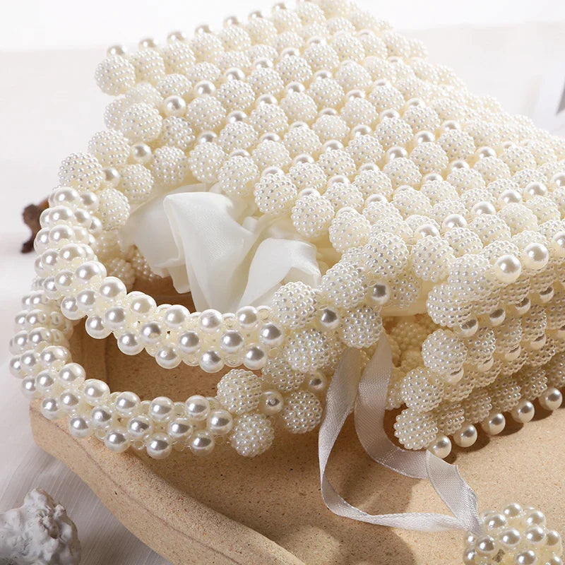 Luxury Pearl Chain Noble Crystal Beaded Evening Purse