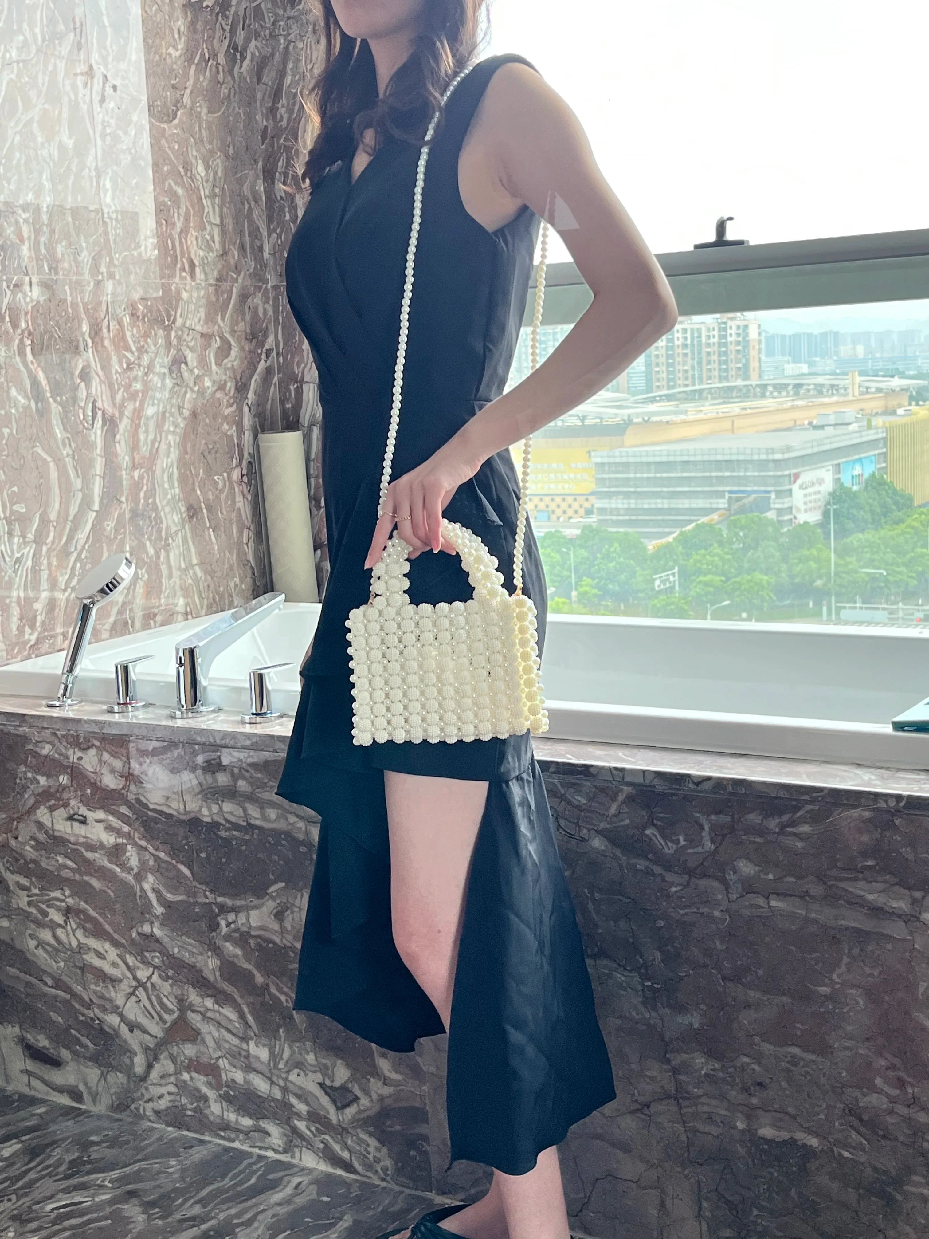 Luxury Pearl Chain Noble Crystal Beaded Evening Purse