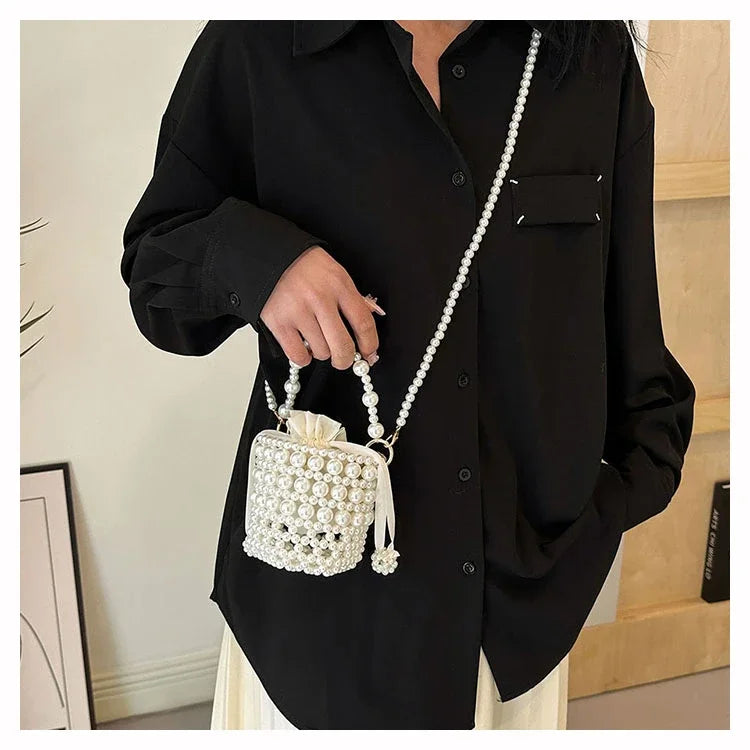 Chic Beaded Top Handle Crossbody bag