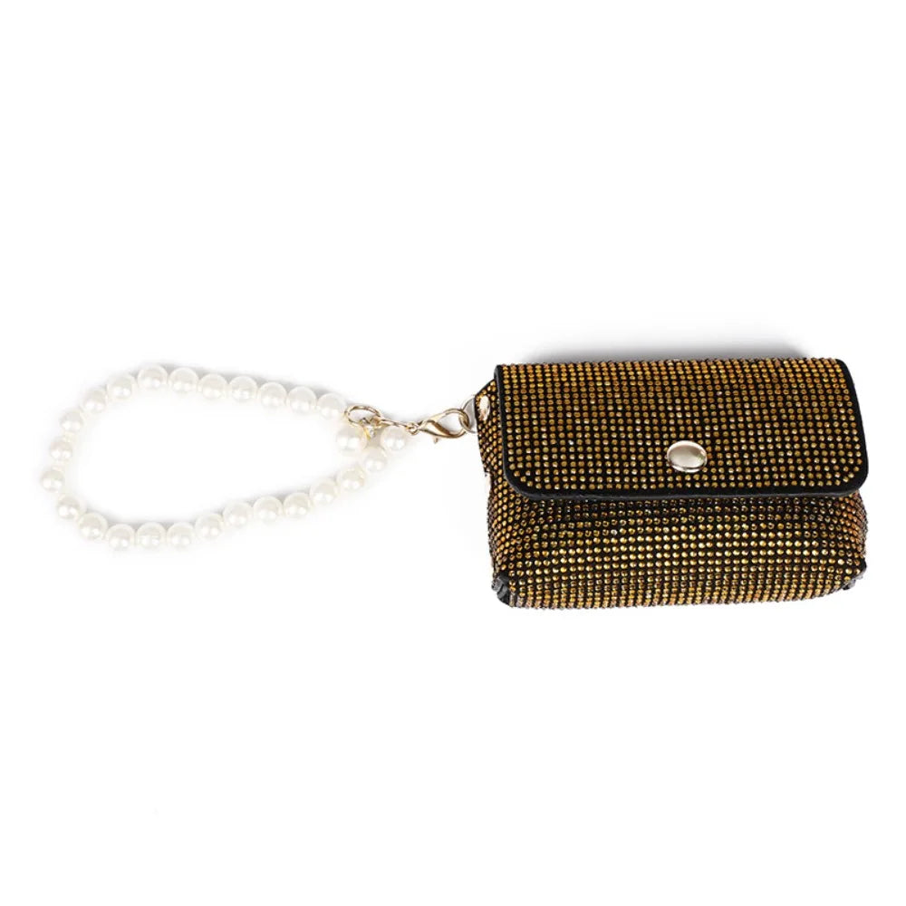 Elegant Pearl Chic Diamond Chain Makeup Beaded Purse