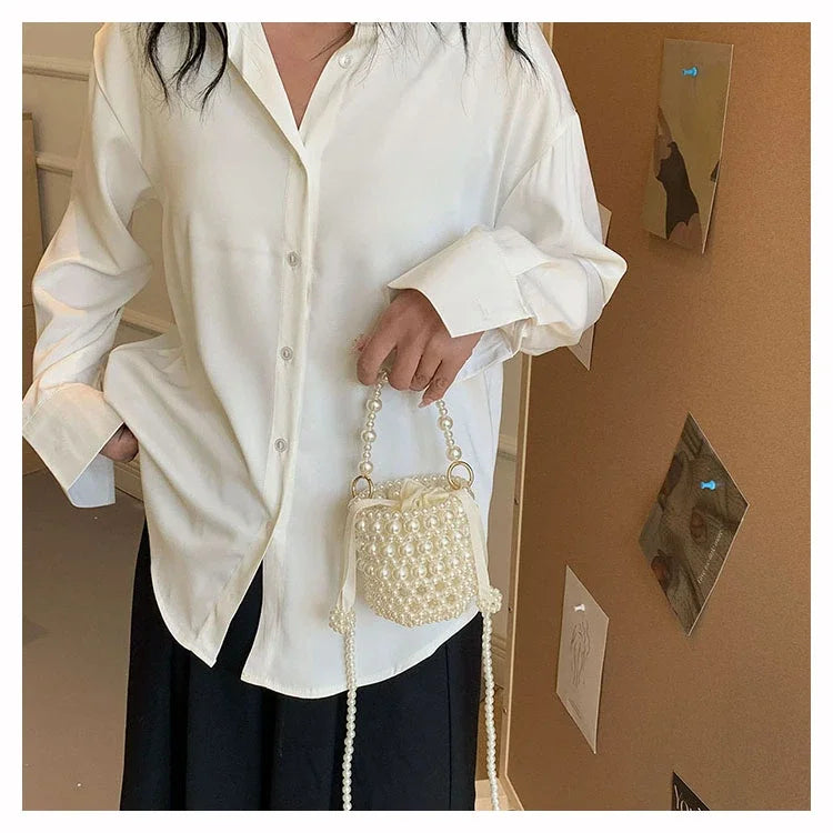 Chic Beaded Top Handle Crossbody bag