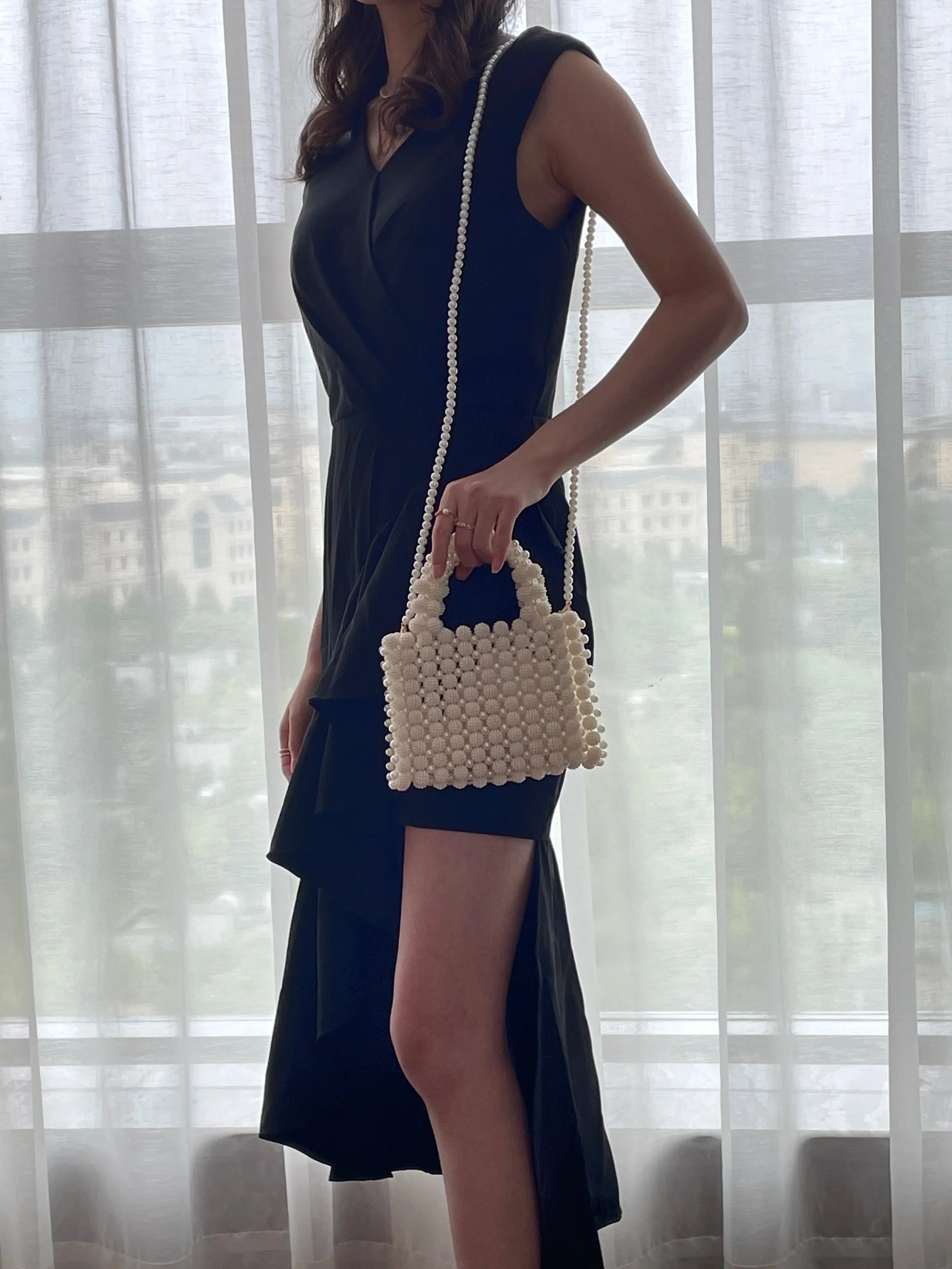 Luxury Pearl Chain Noble Crystal Beaded Evening Purse