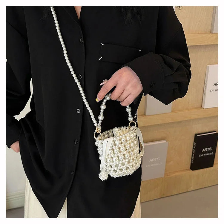 Chic Beaded Top Handle Crossbody bag