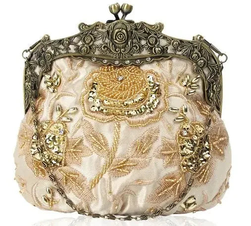 Vintage Beaded Embroidered Evening Handbag