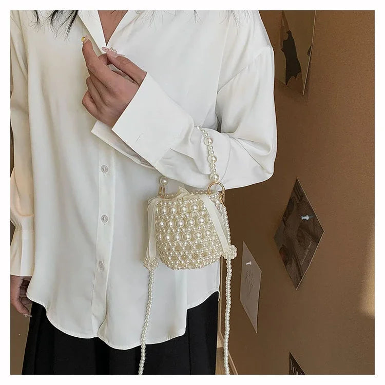 Chic Beaded Top Handle Crossbody bag