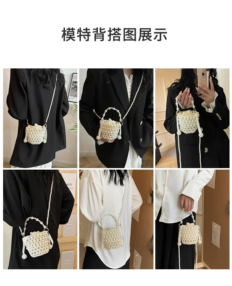 Chic Beaded Top Handle Crossbody bag