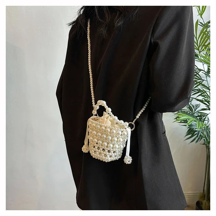 Chic Beaded Top Handle Crossbody bag
