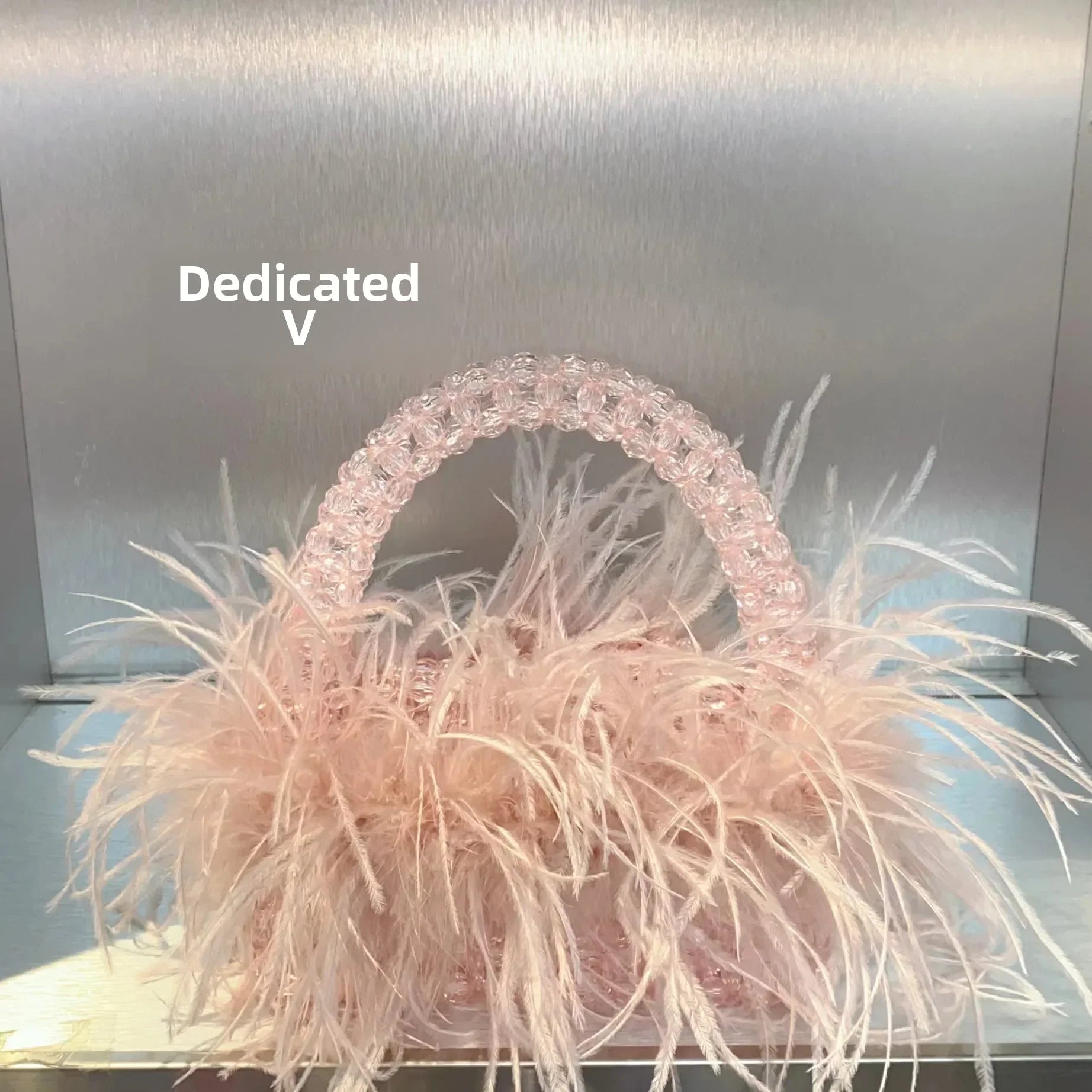 Elegant Sweetcute Bird Feather Beaded Mini Handbag