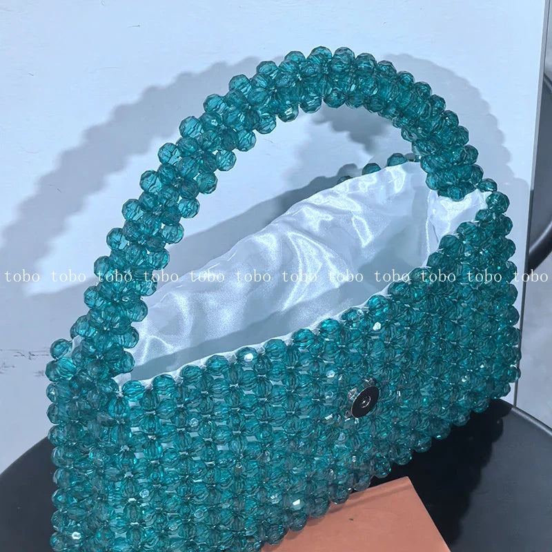 Luxury Fashionable Handcrafted Green Beaded Purse