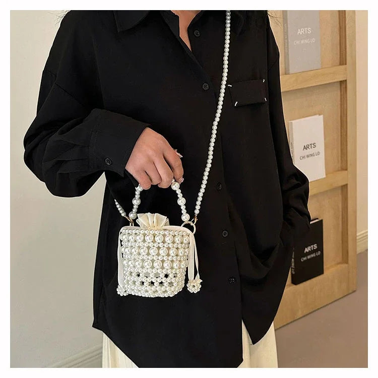 Chic Beaded Top Handle Crossbody bag