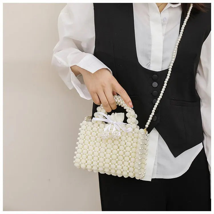 Luxury Pearl Chain Noble Crystal Beaded Evening Purse