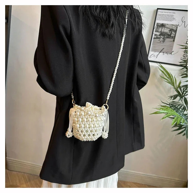 Chic Beaded Top Handle Crossbody bag
