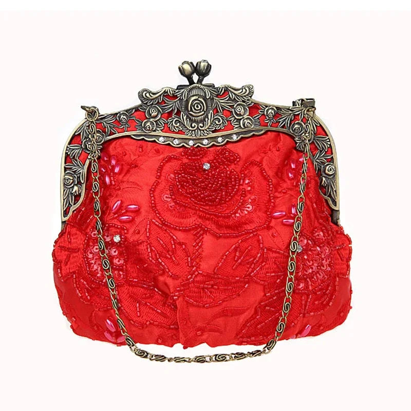 Vintage Beaded Embroidered Evening Handbag