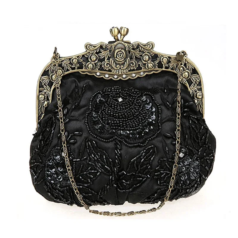 Vintage Beaded Embroidered Evening Handbag