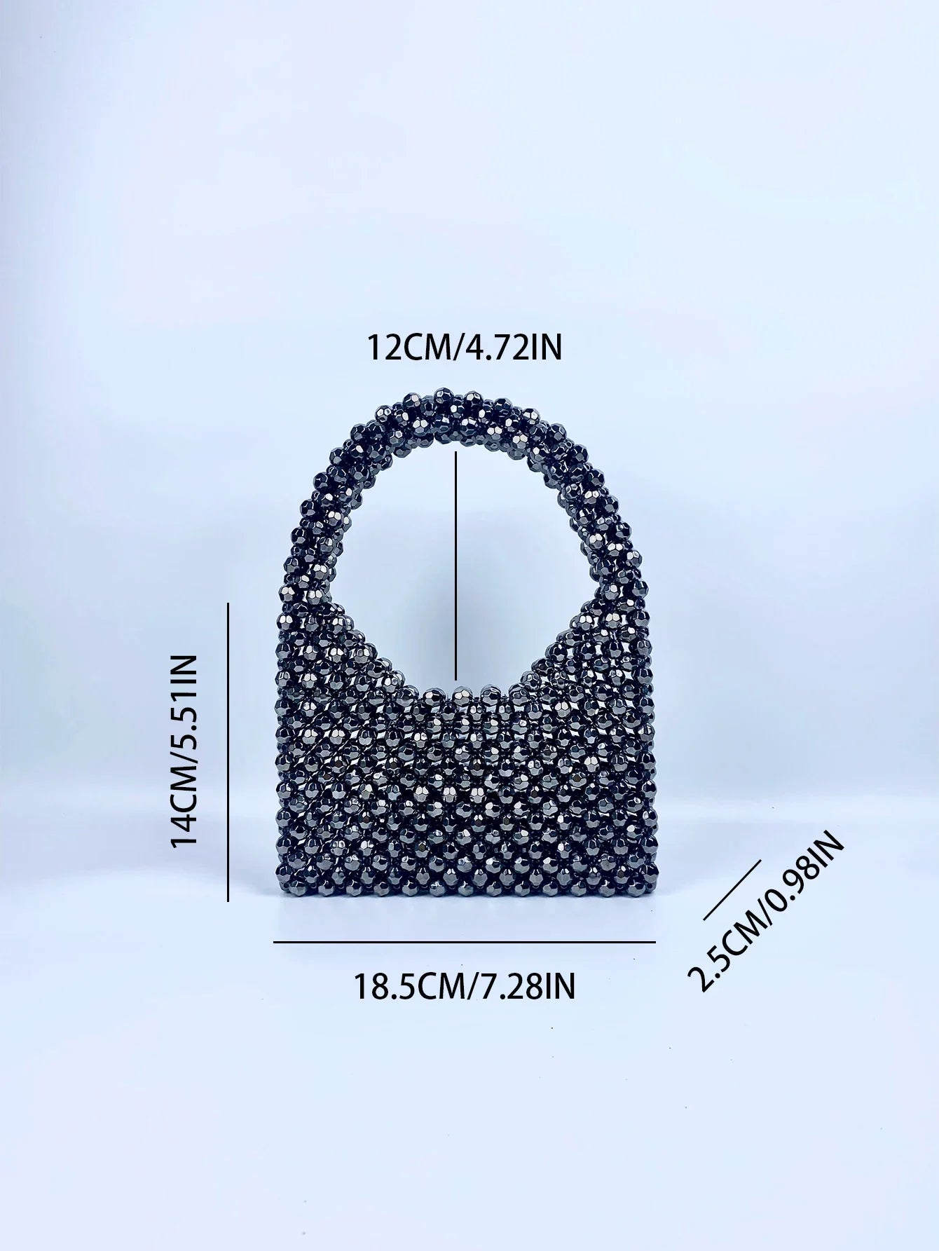 Trendy Stylish Dark Gray Beaded Bucket Purse