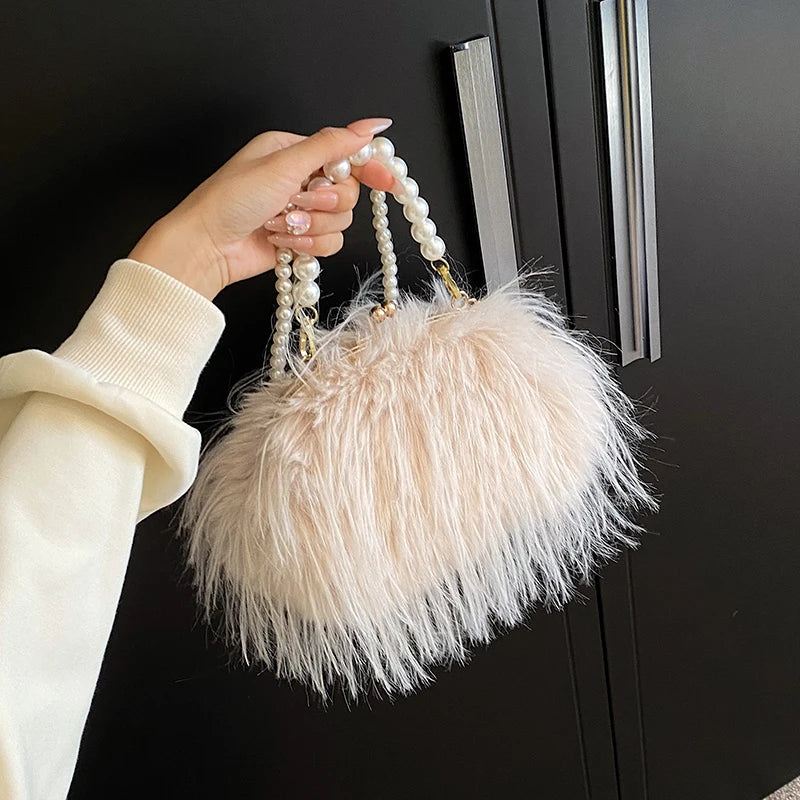 Elegant Plush Beaded bag Side Clutch
