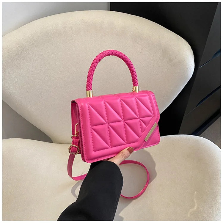 Womens Beaded Handbag in Plaid Leather