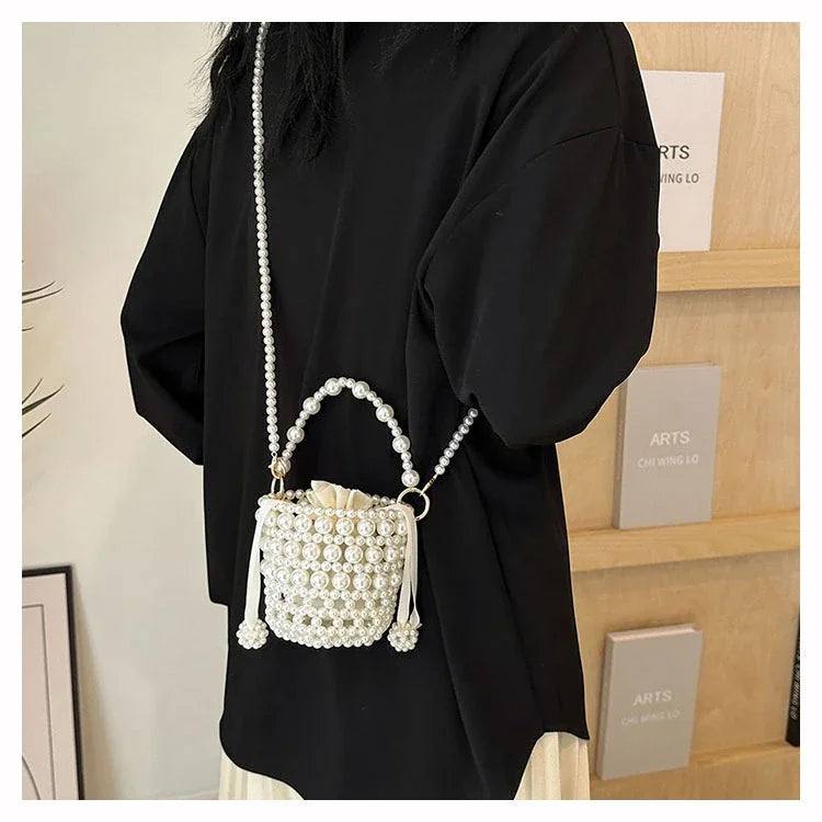 Chic Beaded Top Handle Crossbody bag