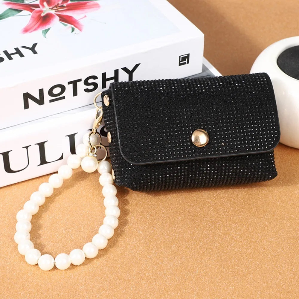 Elegant Pearl Chic Diamond Chain Makeup Beaded Purse
