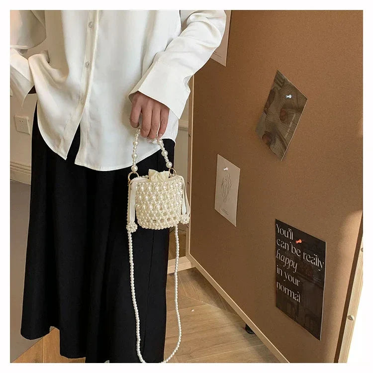 Chic Beaded Top Handle Crossbody bag