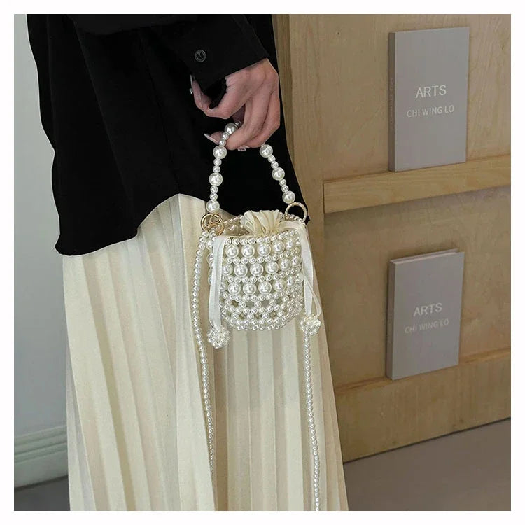 Chic Beaded Top Handle Crossbody bag