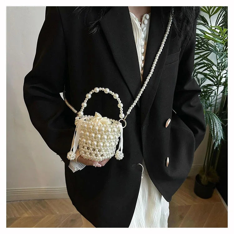 Chic Beaded Top Handle Crossbody bag