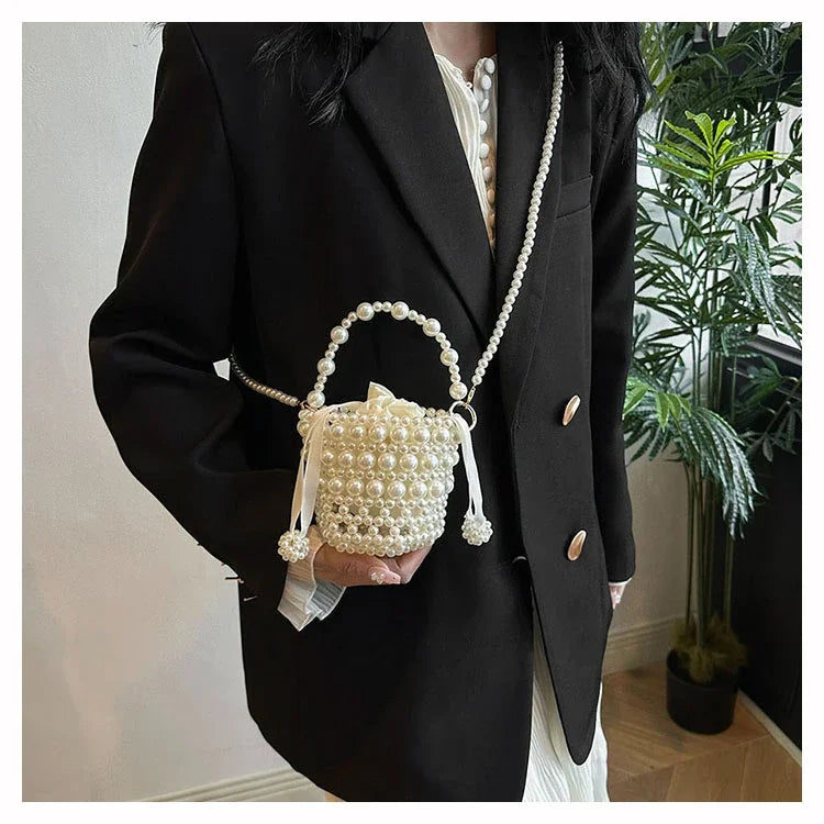 Chic Beaded Top Handle Crossbody bag